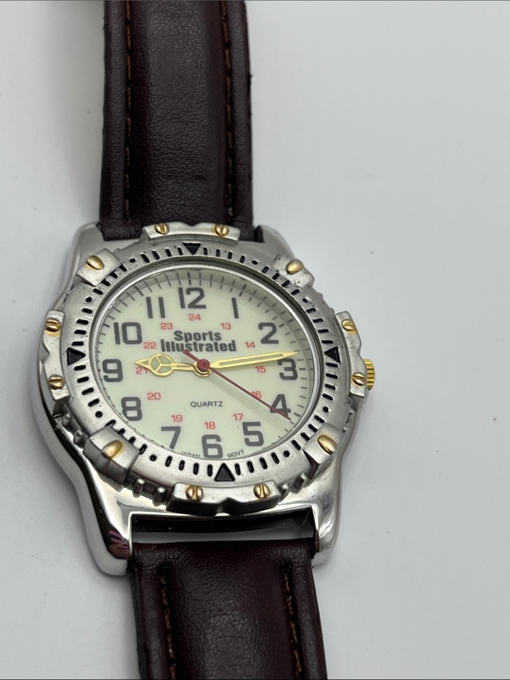 VTG Sports Illustrated Silver Watch with Brown Leather Band